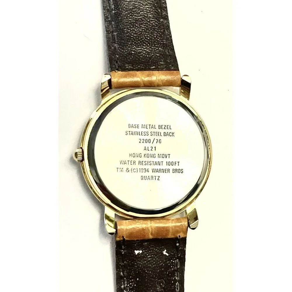 Armitron Winking Tweety Bird Watch 1994 Looney Tunes Gold Tone Leather Vintage
